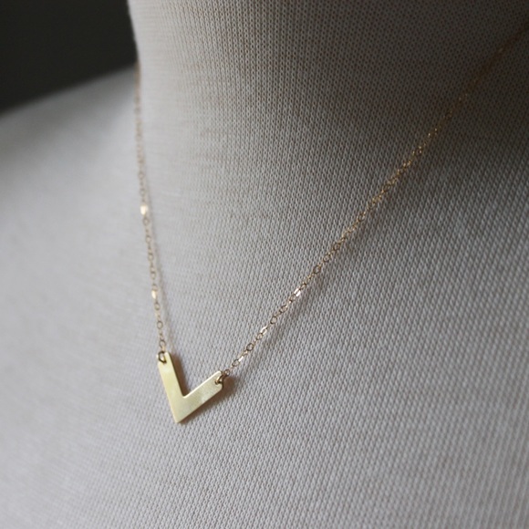 Boho Minimal Chevron Gold Filled Necklace - Picture 2 of 3